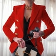 thumbnail image 4 of Womens Casual Blazer Jacket Gold Button Long Sleeve Work 0ffice Blazer Lapel Open Front Jacket Red S, 4 of 7