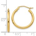 thumbnail image 2 of 14K Yellow Gold Women's Medium Lightweight Tube Hoop Earrings, 2 of 4