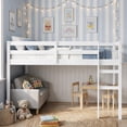 thumbnail image 2 of UHOMEPRO Twin Size Loft Bed, Solid Wood Loft Bed Frame with Wooden Slats, Modern Low Loft Bed for Boys Girls, No Box Spring Needed, White, 2 of 9