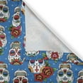 thumbnail image 5 of Ambesonne Colorful Grommet Curtain, Floral Roses Skulls, 50" x 108", Blue Red Ivory, 5 of 6