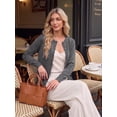 thumbnail image 7 of JWD Women's Long-Sleeved Crew Neck Scallop Edge Buttoned Cropped Cardigan Knitted Sweater, 7 of 7