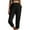 Black, variant on Fesfesfes Linen Pants for Women Casual Solid Color Elastic Waist Band Trousers Comfortable Straight Leg Capri Pants