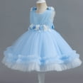thumbnail image 2 of IBTOM CASTLE Toddler Flower Girls Tulle Dress Sleeveless Princess Tutu Dress Birthday Party Wedding Pageant Gown 2-3 Years Light Blue, 2 of 8