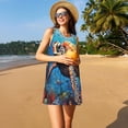 thumbnail image 3 of Fotbe Colorful Underwater Sea Turtle Vestido de Verano sin Mangas para Mujer – Vestido Midi Línea A, Estilo Camiseta Floral, Vestido Playero Casual y Fluido, 3 of 7