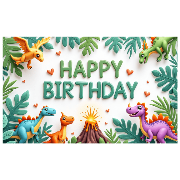 Dinosaur Design Birthday Banner Fun Decoration Happy Birthday Sign for Kid's Party Indoor Event Celebration