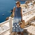 thumbnail image 4 of Xixirimido Boho Floral Geometric Blue Print Maxi Dresses for Women Sleeveless Casual Dresses with Pockets Flowy A-line Long Summer Sun Dress Beach Vacation Wear, Size 3XL, 4 of 7