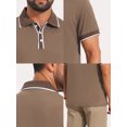 thumbnail image 7 of DARING DIVA Men's Contrast Trim Short Sleeve Button Closure Polo Shirts 2XL Khaki, 7 of 7