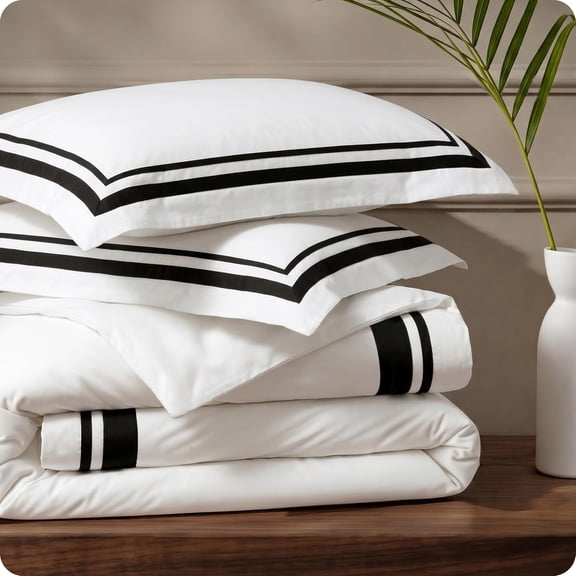 Cotton Percale Duvet Cover Queen Size with Black Frame 90" x 90"