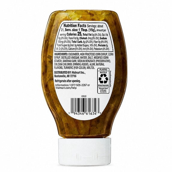 Great Value Sweet Squeeze Relish, 10 fl oz Bottle
