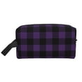 thumbnail image 2 of Uemuo Purple Black Plaid Pattern Portable Toiletry Bags with Handle, Waterproof travel Make up Bags for Women, Large Capacity Travel Cosmetic Bags, 2 of 9