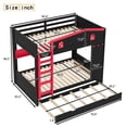 thumbnail image 4 of [Luckynote]Queen over Queen Bunk Bed with Trundle and Storage Shelves, Solid Wood Bunk Beds with hooks, No Box Spring Needed,Black&Red, 4 of 12