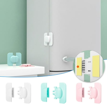 Child Safety Cabinet Locks | No Drill Self-Adhesive Baby Proofing Locks for Drawers, Fridge, Cabinets & Microwaves | Easy One-Hand Use for Adults, Blue or White (1-Pack)