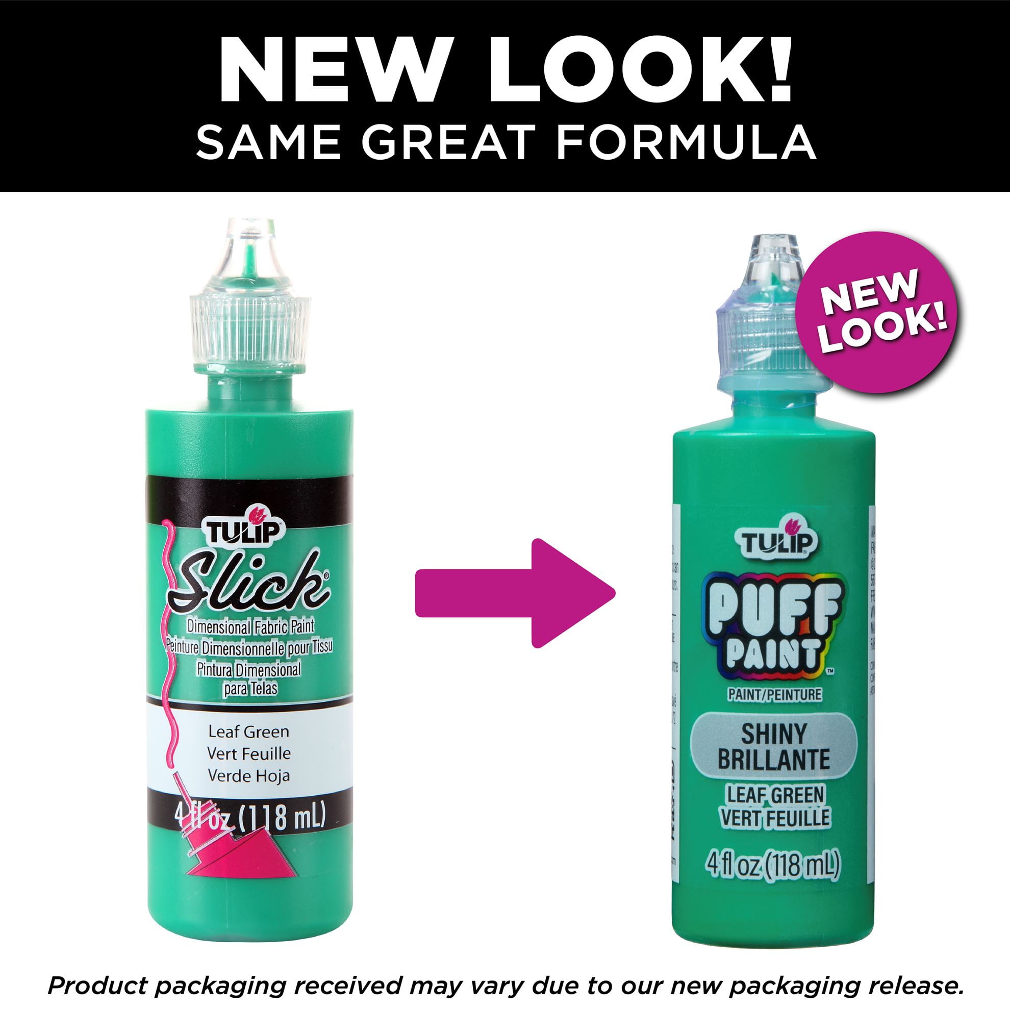 Peinture Textile Dimensionnelle Tulip Puff, Vert Feuille, 4 fl. oz., Non toxique, Liquide, Permanente, Flexible, Lavable en Machine, Texture 3D