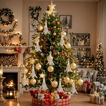 AuroraX Bohemian Christmas Decoration Hanging Acrylic Decorative Keepsake Ornaments Multiple Sizes Glitter Bow Series for Christma Tree,Xmas Gifts Decor