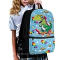 thumbnail image 3 of Binienty Cartoon Dinosaur Skateboard Kids Backpack for Boys Girls 4-9, 17 Inch Large Capacity School Bookbag with Adjustable Shoulder Straps Front Zipper Pocket for Primary School, 3 of 6