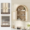 thumbnail image 3 of Arched Bathroom Cabinet, Wall Mounted Bathroom Cabinet with Tempered Glass Doors and Adjustable Shelf, for Kitchen, Living Room, Laundry Room, Restroom, Oak, 3 of 18