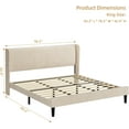 thumbnail image 2 of Upholstered Bed Frame King with Wingback headboard, Platform Bed Frame with Headboard, Wood Slats Support, Noise Free, Beige, 2 of 7