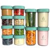Sage Spoonfuls Glass Baby Food Storage Jars - 12 Set, 4 oz/8 oz Baby Food Jars w/ Lids, Freezer Storage, Reusable Small Glass Baby Food Containers, Microwave & Dishwasher Safe, for Infant & Baby Food