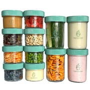 Sage Spoonfuls Glass Baby Food Storage Jars - 12 Set, 4 oz/8 oz Baby Food Jars w/ Lids, Freezer Storage, Reusable Small Glass Baby Food Containers, Microwave & Dishwasher Safe, for Infant & Baby Food