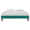 thumbnail image 4 of Platform Bed Frame, King Size, Velvet, Teal Blue, Modern Contemporary Urban Design, Bedroom Master Guest Suite, 4 of 5