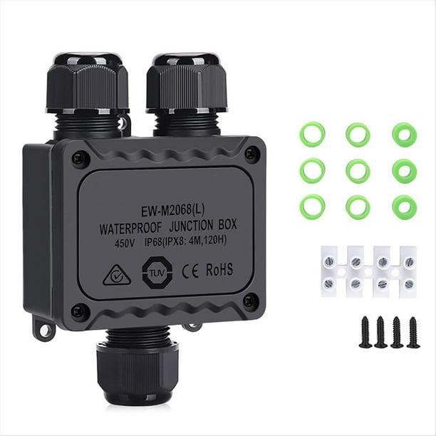 Caja de Conexiones Eléctricas Impermeable para Exteriores, Caja de Conexiones Externa de Plástico con Enchufe de 3 Vías, Cajas para Cables de Alimentación Eléctrica.