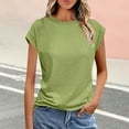 thumbnail image 2 of Womens Blouse Round Neck Solid Color Short Sleeved Casual Loose Short Sleeved Round Neck Tops/shirt Summer Tops for Women, 2 of 6