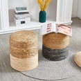 thumbnail image 2 of DECMAY Ottoman Poof, Natural Seagrass Poufs, Hand Weave Round Footstool, Pouffe Accent Chair, Sitting Braided Footrest W/Jute Cover, Boho Chair for Living Room, 2 of 8