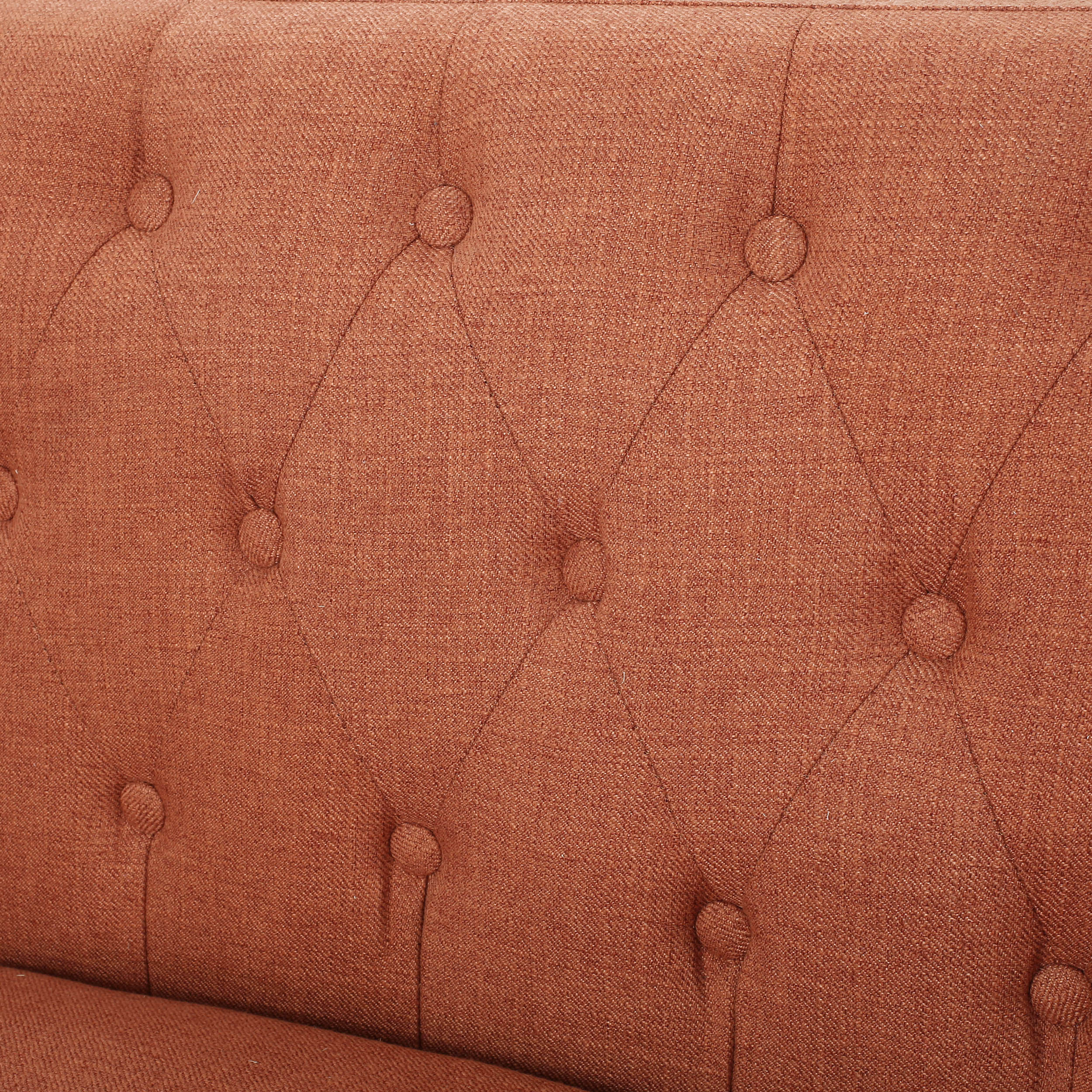 Noble House Petite Fabric Tufted Sofa, Burnt Orange - image 4 of 10
