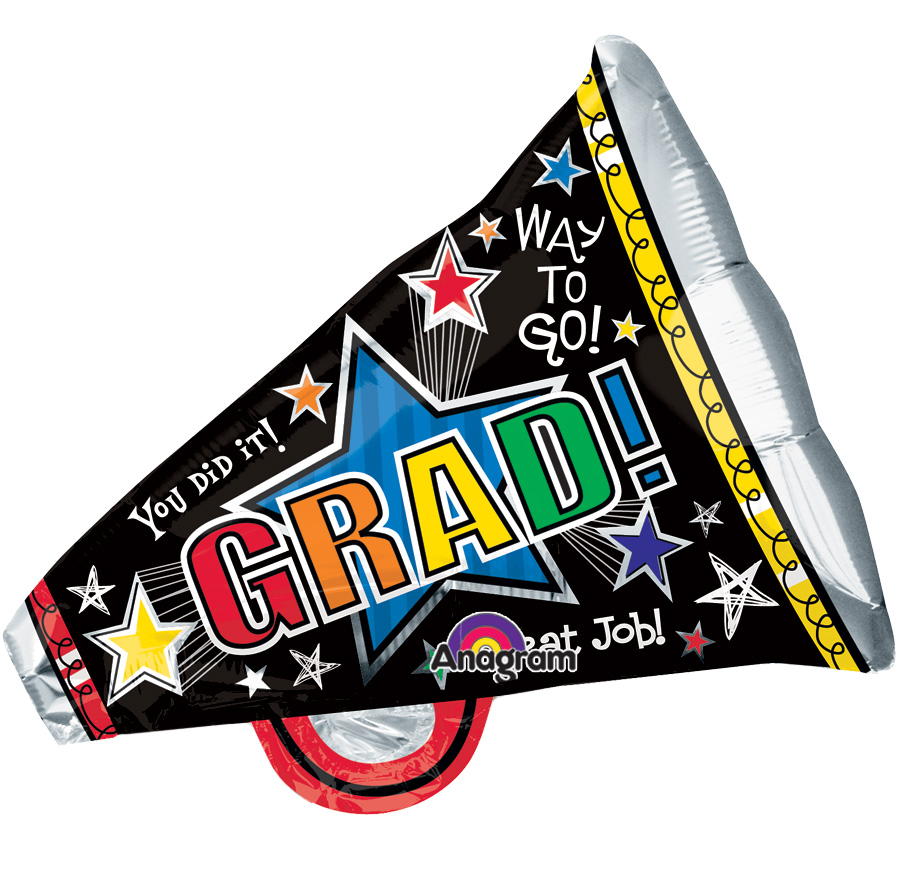 Anagram Colorful Grad Megaphone Graduation Super Shape 29" Foil Balloon