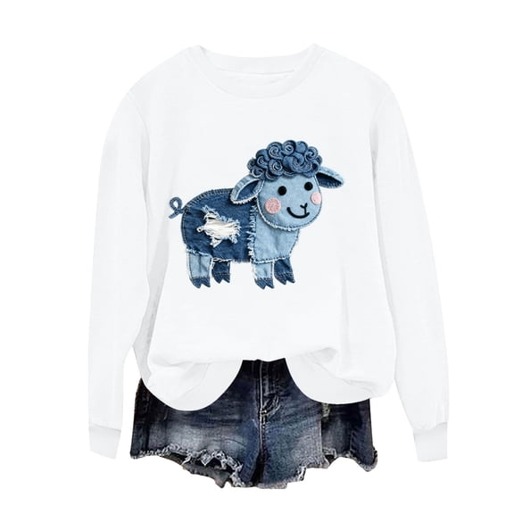 Sexlip Womens Floral Print Sweatshirt Crew Neck Design Warm Fabric Relaxed Silhouette for Casual Hangouts White XL