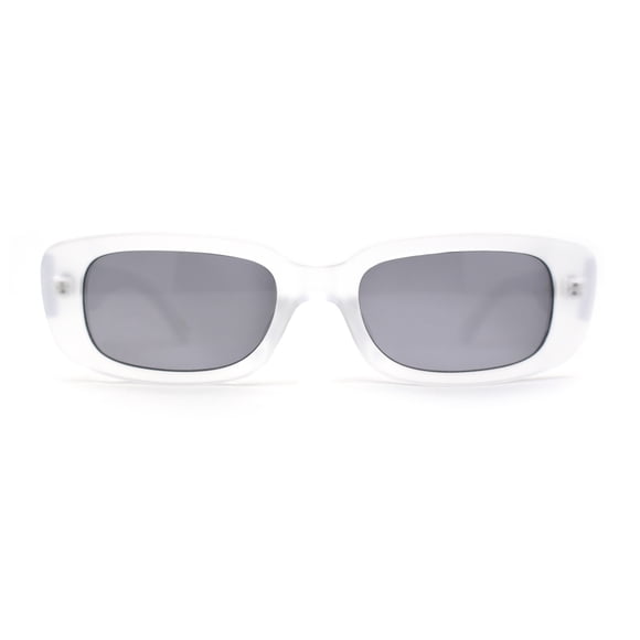 Lunettes de Soleil en Plastique pour Femmes, Couleur Pop, Rondes, Mod, Étroites, Rectangle, Blanc Givre