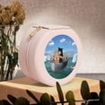 thumbnail image 6 of Yiaed Two Brave Cats Are Floating On The Sea Iceberg Print Travel Jewelry Case Bridesmaid Gift Boxes Jewelry Travel Organizer Small Round Jewelry Box Mini Storage-Pink, 6 of 7