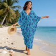thumbnail image 6 of DISNIMO Kaftans Dress for Women Sea Turtle Flower Print Plus Size Batwing Sleeve Caftans Beach Dress V Neck Bathing Suit Cover Ups Lightweight Summer Beach Coverup for Swimwear, 6 of 7