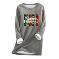 thumbnail image 2 of Wycnly Merry Christmas Sweater Womens Winter Thickened Fleece Lined Sweatshirt Long Sleeve Soft Cozy Plush Pullover Tops Ladies Trendy Xmas Graphics Sweatshirt Christmas, 2 of 5