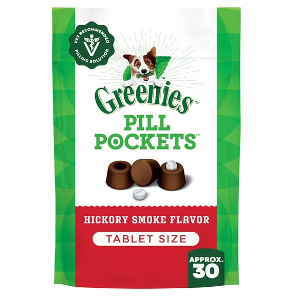 Greenies Pill Pockets for Dogs Hickory Smoke Flavor Small, Tablet Size Dog Treats, 3.2 oz (30 Pk)
