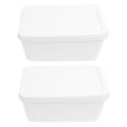 thumbnail image 6 of IDEANATEGRATE 2Pcs White Oval Plastic Ice Cream Storage Container for Home Use Freezer Safe 10.2X6.3X4.3In, 6 of 8