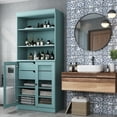 thumbnail image 3 of 100% Solid Wood 32" Bathroom Cabinet with Clear Glass Doors, 2-Drawers and Adjustable Shelves, 3 of 6