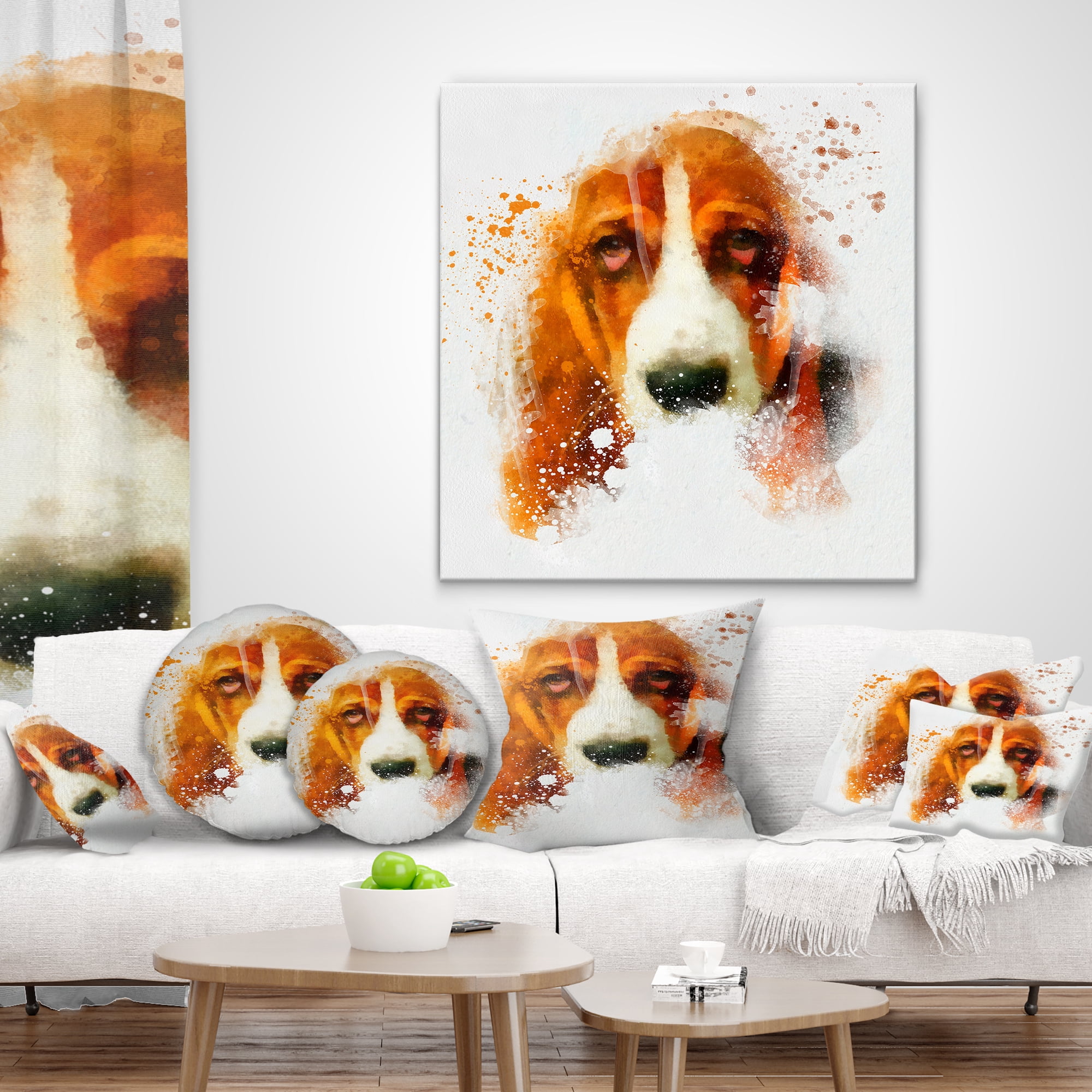 Designart Sober Brown Dog Portrait - Animal Throw Pillow - 16x16