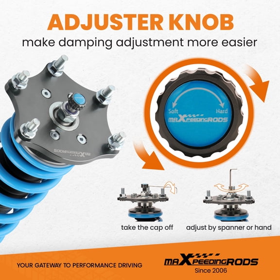 maXpeedingrods Coilover for Honda CR-V 2007-2011, 24 Levels Damper Adjustable Coilovers Suspension Kit Strut, Height Adjustment Shock Absorber Struts, T6 Upgraded Lowering Kits Blue