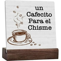 Funny Un Cafecito Para El Chisme Sign, Home Kitchen Coffee Signs Decor For Counter, Humor Kitchen Decorations Counter Coffee Bar Ceramic Table Shelf Decor Gifts For Coffee Lovers