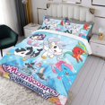 thumbnail image 3 of Mermicorno Starfall Conjunto de sábanas temático, trío de piezas, cómodo y amigable con la piel, diseño único, regalo de decoración para el hogar para familiares, amigos y fans,173cm *218cm, 3 of 6