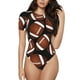 thumbnail image 1 of Fotbe Brown Football On Black Body de Mujer con Cuello Redondo y Mangas Cortas, Sin Mangas Ajustado, Suave, Cómodo y Básico-Small, 1 of 7