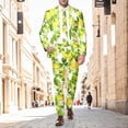 thumbnail image 2 of Hwmodou Airport Outfits For Men 2024 Mens St Pat Day Suit 2PCS Suit Four Leaf Gold All Print Suit Pants Suit Top And Bottom 2PCS Suit Dressy Business Suits For Man, 2 of 6