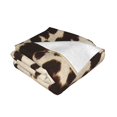 Brown Cowhide Printed Warm Flannel Fleece Plush Blanket Soft Sofa Throw
