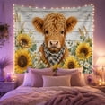thumbnail image 2 of Highland Calf with Checkered Bandana, Cheerful Farmhouse Style for Animal Lovers, Pastoral Wall Art, Housewarming Gift, Tapestry Wall Hanging for Kitchen and Entryway, 2 of 6