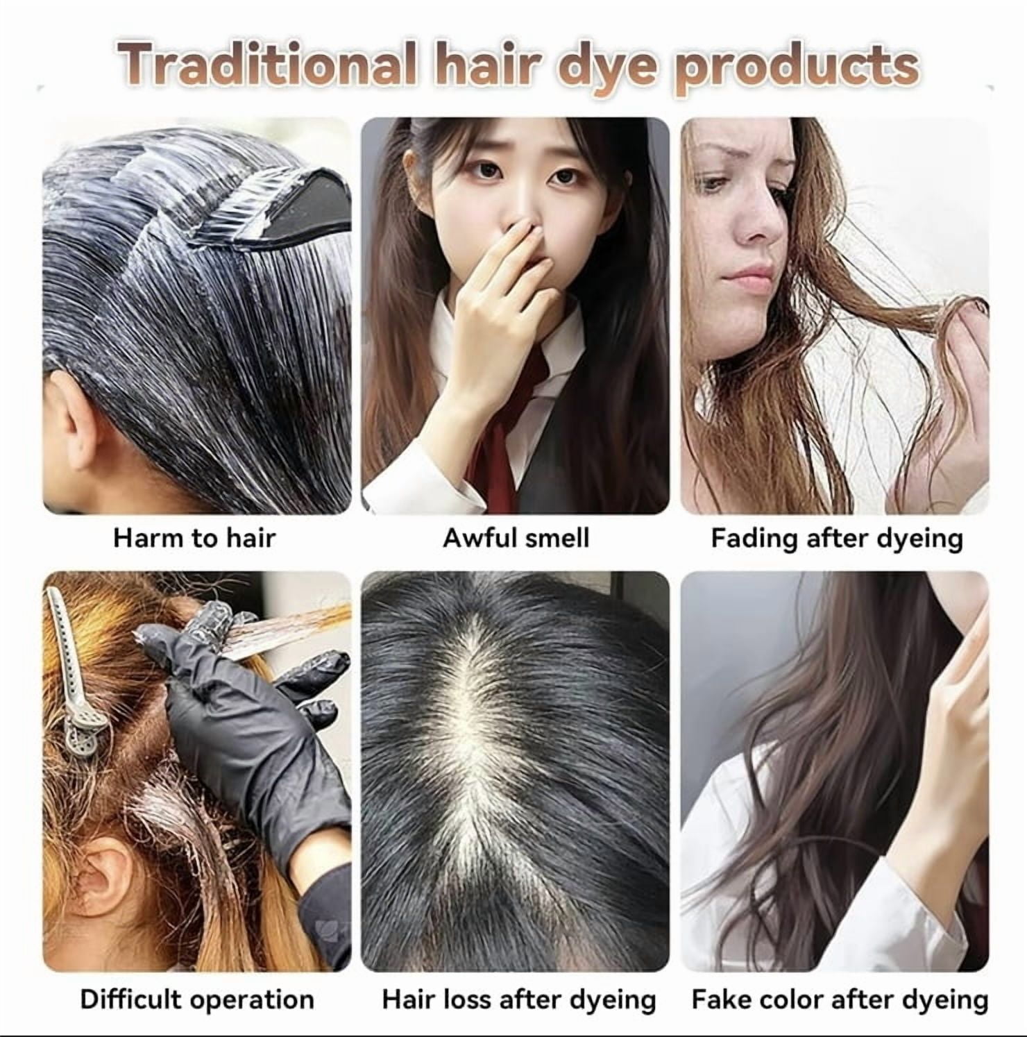 Professional Hair Dye Shampoo 3 in 1, Semi-Permanent Color Shampoo for Women & Men, Cover Your Hair Instantly, Easy To Use by Self, 16.9 Fl Oz (Purple)