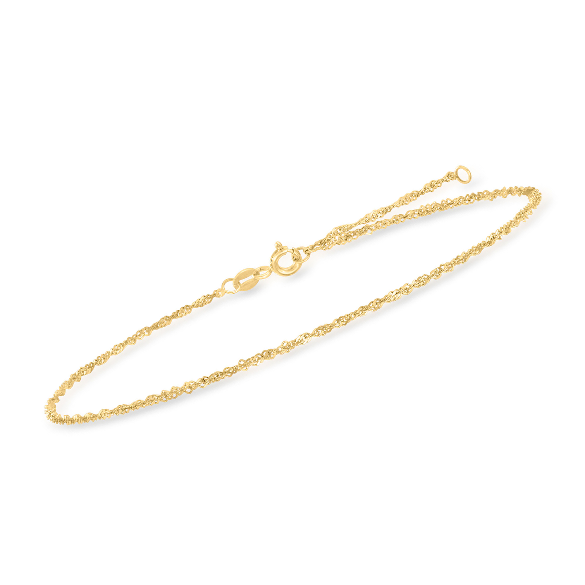 Ross-Simons 1.5mm 10kt Yellow Gold Singapore Chain Anklet, Women's, Adult