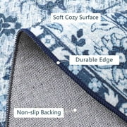 Softlife Oriental Traditional Area Rug for Living Room Durable Washable Persian Carpet Non Slip Boho Rugs for Bedroom,4'x4', Blue