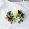 thumbnail image 3 of 2 Pack Mini Wreath Red White & Blue Star Mixed Berries & Pip Berry Candle Rings, Patriotic Fourth of July Berries Candle Rings Small Wreaths,4 inch Center for Pillar Candle (Multicolor-2pc), 3 of 14