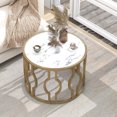thumbnail image 1 of Mesa de centro, mesa de salón con estructura de acero dorado, mesa de sofá, mesa redonda, mesa auxiliar de salón, diseño de mármol blanco 70*46,5 cm esquí esquí Gafas de esquí, 1 of 5